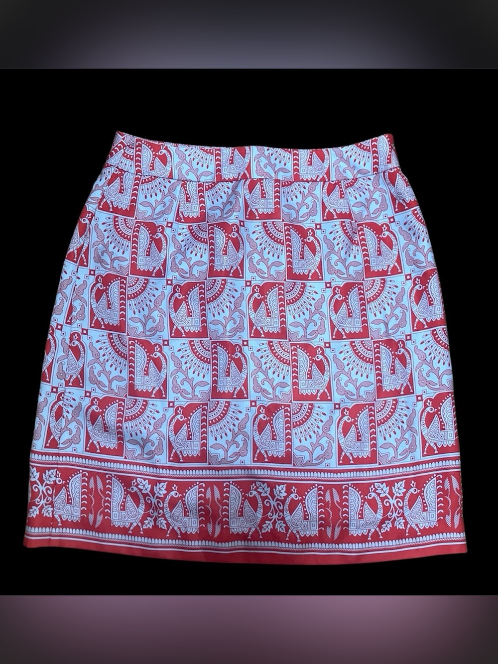 J. McLaughlin Red Silk A Line Skirt size 8